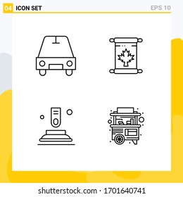 Grupo de 4 modernos colores planos de líneas llenas para el camión; dedo; nota; hoja; elementos de diseño de vectores editables para alimentos