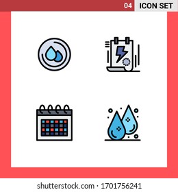 Gruppe von 4 modernen Flachfarben für medizinische Zwecke; Datum; Dokument; Bolzen; Vektorillustration-Design-Elemente für die Zeit bearbeitet