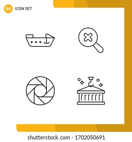 Group of 4 Modern Filledline Flat Colors Set for boat; box; in; camera; container Editable Vector Design Elements