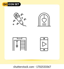 Group of 4 Modern Filledline Flat Colors Set for audio; gymnast; arch; marriage; mobile Editable Vector Design Elements
