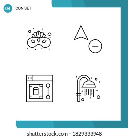 Grupo de 4 Colores planos de línea plana modernos para el carnaval; diseñador; máscara facial; cursor; limpieza Elementos de diseño de vectores editables