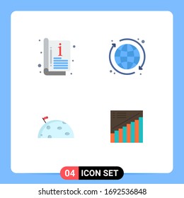 Group of 4 Modern Flat Icons Set for catalog; moon; template; internet; mars Editable Vector Design Elements