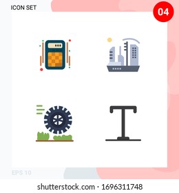 Group of 4 Modern Flat Icons Set for calculator; friction; accounts; colony; wheel Editable Vector Design Elements