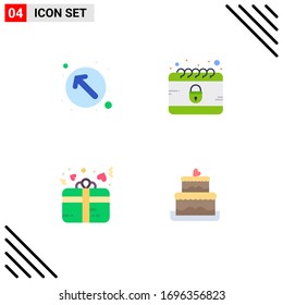 Group of 4 Modern Flat Icons Set for arrow; love; up left; cyber; heart Editable Vector Design Elements
