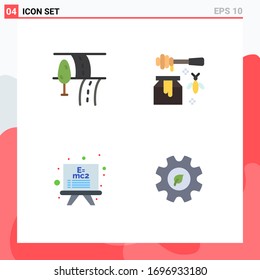 Grupo de 4 Iconos planos modernos para carretera; fórmula; abeja; dulce; elementos de diseño de vectores editables de ecología