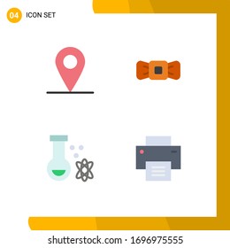 Grupo de 4 Iconos planos modernos para su ubicación; espacio; corbata; átomo; elementos de diseño de vectores editables de interfaz