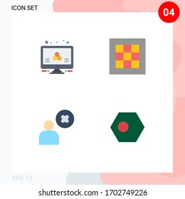 Grupo de 4 Iconos planos modernos para átomo; cruz; ciencia; dibujo; elementos de diseño de vectores editables de perfil