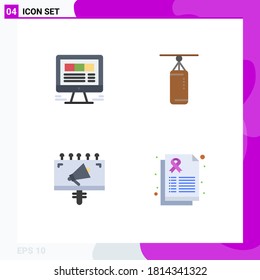 Group of 4 Modern Flat Icons Set for browser; ad; internet; boxing; billboard Editable Vector Design Elements