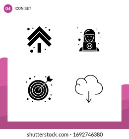 Gruppe von 4 modernen festen Glyphen Set für Pfeil; seo; doppelten; technischer Art; Design-Elemente für Cloud-Editierbare Vektorillustrationen