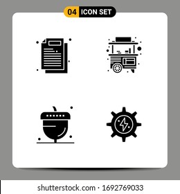 Group of 4 Modern Solid Glyphs Set for business; autumn; work; street; oak Editable Vector Design Elements