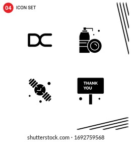 Group of 4 Solid Glyphs Signs and Symbols for decent; family time; crypto currency; cleaning; hand watch Editable Vector Design Elements