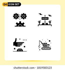 Group of 4 Solid Glyphs Signs and Symbols for applied science; agreement; mechanization; sign; global Editable Vector Design Elements