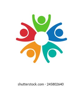 Group of 5 people circle