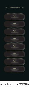 Group of 8 Luxury  multipurpose Infographic buttons and Eight Golden buttons template with option and Premium gold elegant buttons