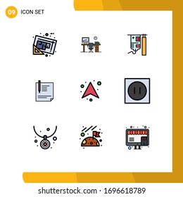 Group of 9 Filledline Flat Colors Signs and Symbols for page; document; office table; contract; medical Editable Vector Design Elements