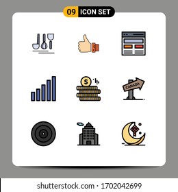 Group of 9 Filledline Flat Colors Signs and Symbols for signal; connection; solution; user; hero Editable Vector Design Elements
