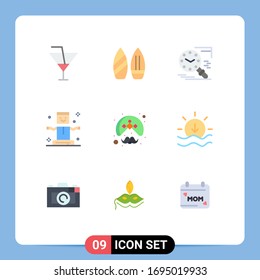 Group of 9 Flat Colors Signs and Symbols for indian; levitation; search; fly; schedule Editable Vector Design Elements