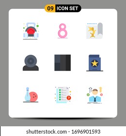 Grupo de 9 signos y símbolos de color plano para la rejilla; hardware; biología; gadget; elementos de diseño de vectores editables para equipos