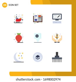 Group of 9 Flat Colors Signs and Symbols for agriculture; flag; keyboard; chat; beach Editable Vector Design Elements