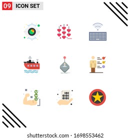 Gruppe von 9 Flachfarben Zeichen und Symbole für Stock; Glücksspiel; Tastatur, Wild; Design-Elemente für bearbeitbare Vektorillustrationen