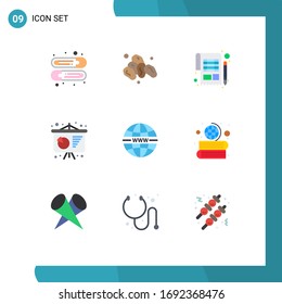 Group of 9 Modern Flat Colors Set for web; security; payment; internet; conference poster Editable Vector Design Elements