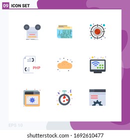 Group of 9 Modern Flat Colors Set for document; develop; internet; coding; dart Editable Vector Design Elements
