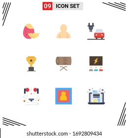 Group of 9 Modern Flat Colors Set for st; irish; electric; instrument; reward Editable Vector Design Elements