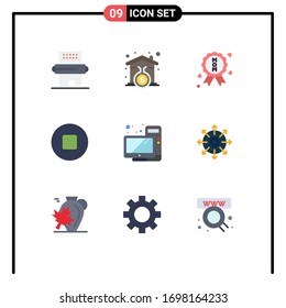 Grupo de 9 colores planos modernos para monitor; escritorio; préstamo domiciliario; ordenador; elementos de diseño de vectores editables multimedia