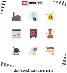 Group of 9 Modern Flat Colors Set for chemical; lock; life; locker; design Editable Vector Design Elements