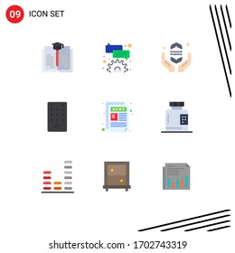Grupo de 9 colores planos modernos para el frasco; papel; ramadán; periódico; elementos de diseño de vectores editables de tv