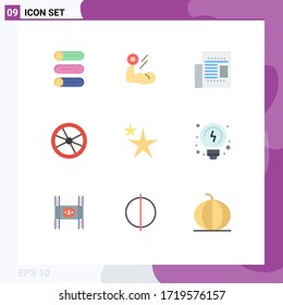 Group of 9 Modern Flat Colors Set for laboratory; danger; workout; chemistry; read Editable Vector Design Elements