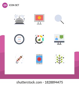Group of 9 Modern Flat Colors Set for minus; delete; web maintenance; circle; ui Editable Vector Design Elements