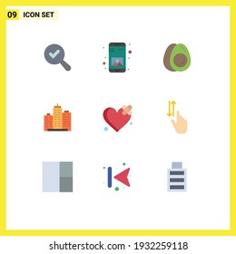 Group of 9 Modern Flat Colors Set for real; office; eggs; estate; architecture Editable Vector Design Elements