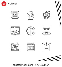 Group of 9 Modern Outlines Set for webpage; interface; sign; woman; law Editable Vector Design Elements