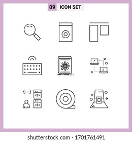 Group of 9 Modern Outlines Set for platform; application; top; api; type Editable Vector Design Elements