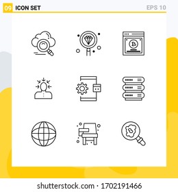 Group of 9 Modern Outlines Set for human; choosing; programming; choice; method Editable Vector Design Elements