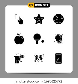 Group of 9 Modern Solid Glyphs Set for study; education; starfish; apple; online Editable Vector Design Elements
