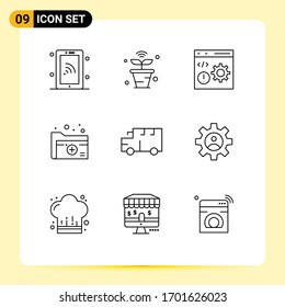 Group of 9 Outlines Signs and Symbols for medical; folder; wifi; document; development Editable Vector Design Elements