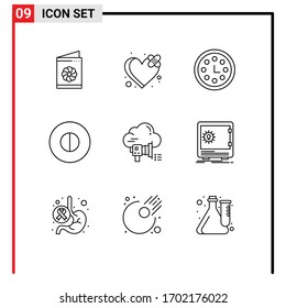 Group of 9 Outlines Signs and Symbols for promotion; megaphone; achievement; symbols; ancient Editable Vector Design Elements