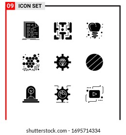 Group of 9 Solid Glyphs Signs and Symbols for develop; viscous; play; sweet; autumn Editable Vector Design Elements