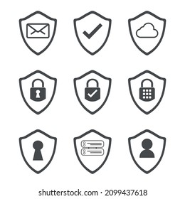 Grupo de 9 símbolos de vectoriel de seguridad