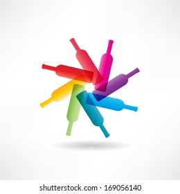 group of abstract bottles icon