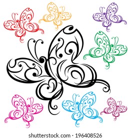 Group of Abstract Butterfly - Illustration 