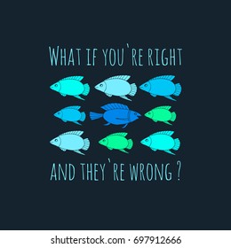 Group of  abstract fishes  made by hand in vector. Unique decoration for T-shirt, poster, postcard. Isolated on the background and easy to use.