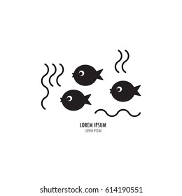 Group of  abstract fishes  made in vector. They will decorate the sign of a fish restaurant,  shop, or market. Isolated on the background and easy to use.
