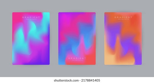 Group of Abstract fluid shapes isolated on white with colorful curves gradient background, and three modern gradient design and Applicable vector used in wallpaper