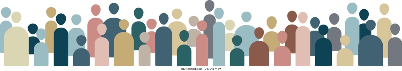 Group of abstract human figures border, diverse people vector illustration, concept design