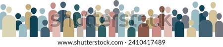 Group of abstract human figures border, diverse people vector illustration, concept design