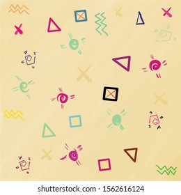 Group of abstract icon drawing texture background. Hand drawn.