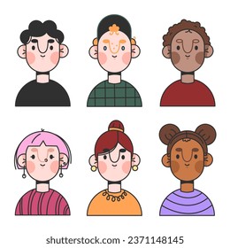 Group abstract people.faces of young and elderly people.Portraits of different happy boys,girls,women of different races,ages.A set of user profile
